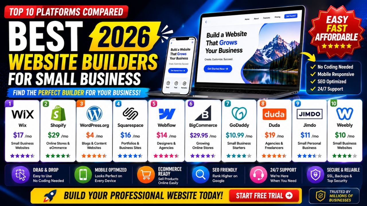 Best Website Builders for Small Business 2026 – Top 10 Platforms Compared