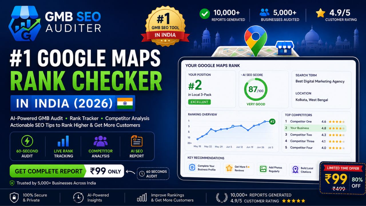 GMB SEO Auditer – #1 Google Maps Rank Checker in India (2026)